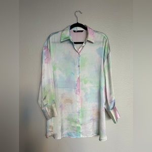 Pastel Watercolor Oversized Blouse - Zara